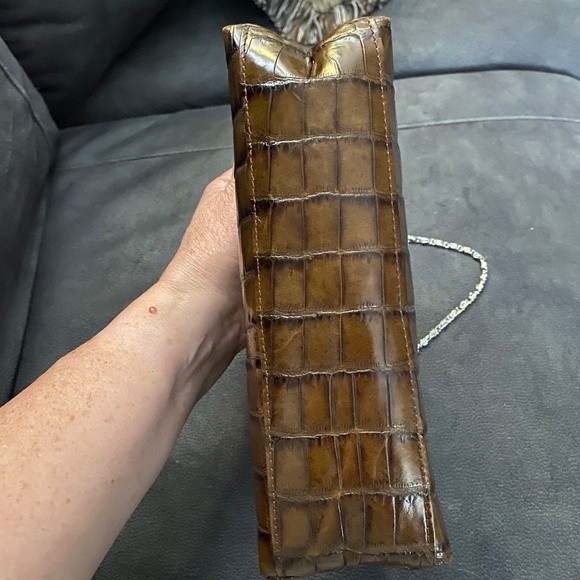 Valentina In Pell Italian Leather Zipper Purse Vintage Croc Style Look - Picture 15 of 16